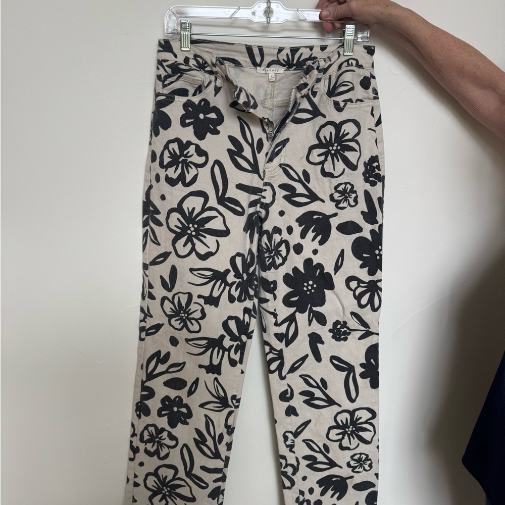 Floral Black and White Women's Jeans